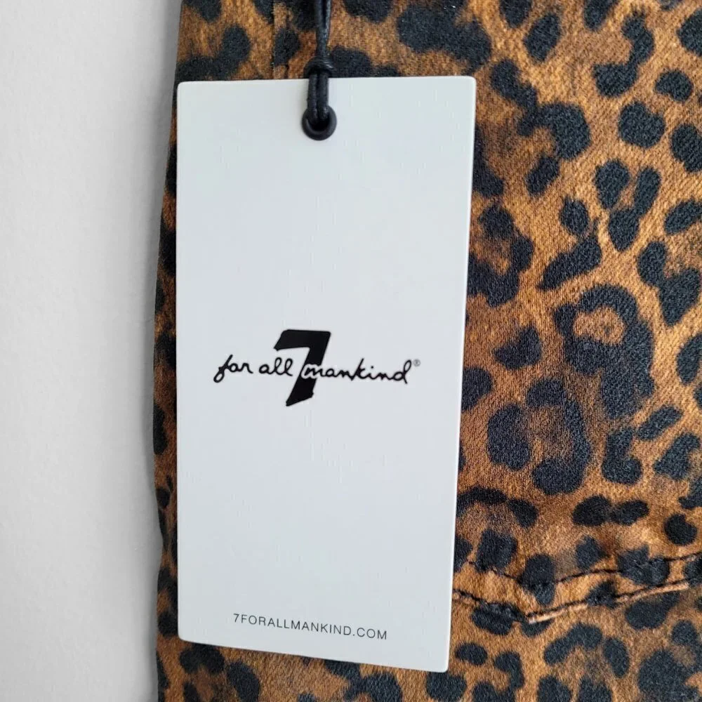 NWT 7 For All Mankind Leopard-Print High Rise Slim Fit Kick Flare Cropped Jeans - Picture 12 of 16